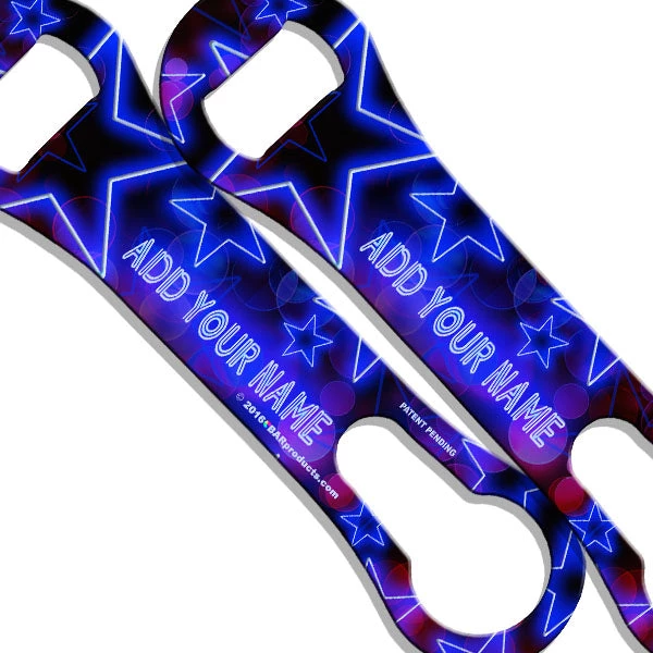 neon-stars-v-rod-bottle-opener-blue.jpg BarProducts.com ADD YOUR NAME V-ROD® Bottle Opener - Neon Series - Several Options BAR TOOLS
