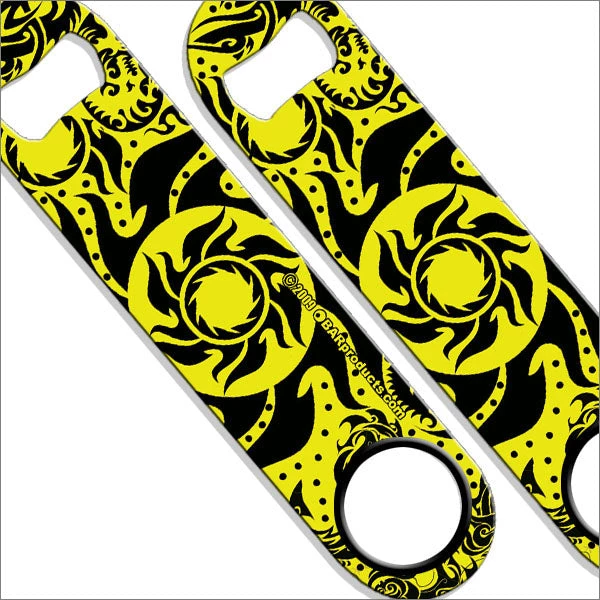 neon-tribal-yell-speed-lbl-new_1.jpg BarProducts.com Speed Bottle Opener / Bar Key - Neon Tribal Sun - Color Options Bartending Bottle Openers