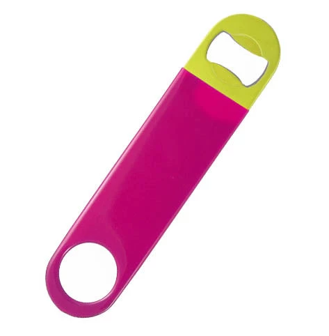 neon-yellow-pink-vinyl-speed-opener.jpg BarProducts.com Speed Bottle Opener / Bar Key - Neon Yellow W/ Pink Vinyl Rubber Grip BAR TOOLS