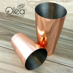 BarProducts.com Olea™ Cocktail Shaker Set - Copper Plated - 2 Piece (28 And 16 Ounce Tins) Master Mixology