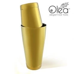 BarProducts.com Olea™ Cocktail Shaker Set - Gold Plated - 2 Piece (28 And 16 Ounce Tins) Master Mixology