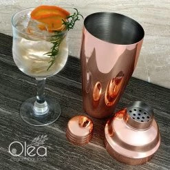 BarProducts.com Master Mixology Olea™ 3-Piece Cocktail Shaker Deluxe - Copper Plated - 24 Ounce