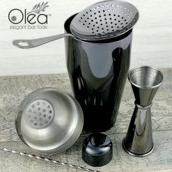 BarProducts.com Olea™ Bar Set - Gunmetal Black - 4 Piece (Bar Spoon Tip Option)