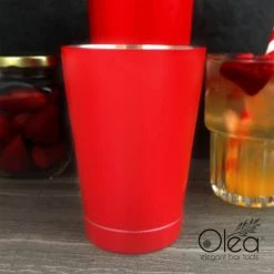 BarProducts.com Olea™ Cocktail Shaker - Metallic Red NEON - 16oz Weighted