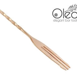 BarProducts.com Olea™ Copper Plated Bar Spoon - Trident Fork Tip - 50cm Length Master Mixology