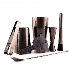 BarProducts.com SPECIAL COLLECTIONS Olea® Etched 7 Piece Bar Set - Gun Metal