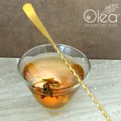 BarProducts.com Olea™ Gold Plated Bar Spoon - Bent Tip - 40cm Length