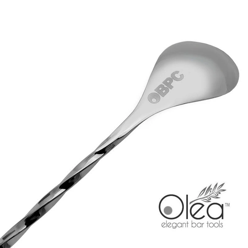 olea-gunmetal-bar-spoon-bent-tip-3_4.jpg BarProducts.com Olea™ Gunmetal Plated Bar Spoon - Trident Fork Tip - 40cm Length Master Mixology