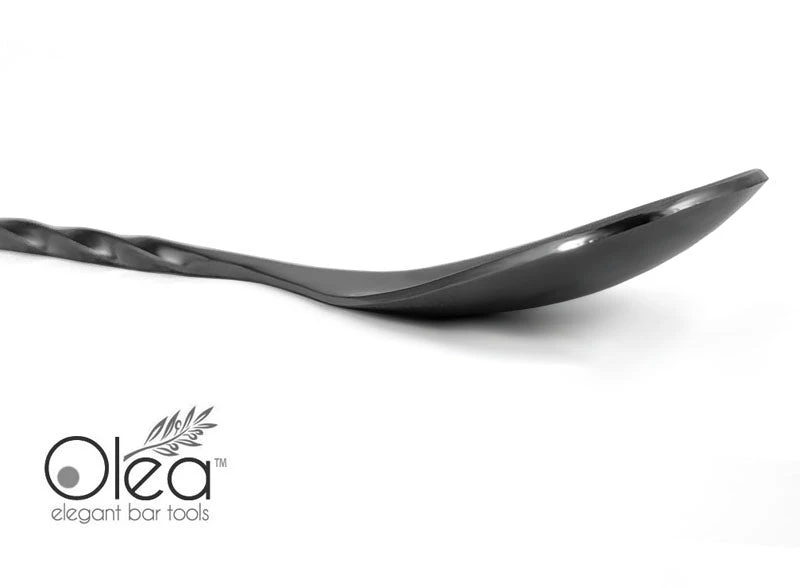 olea-gunmetal-bar-spoon-bent-tip-5a_7.jpg BarProducts.com Master Mixology Olea™ Gunmetal Plated Bar Spoon - Weighted Tip - 50cm Length