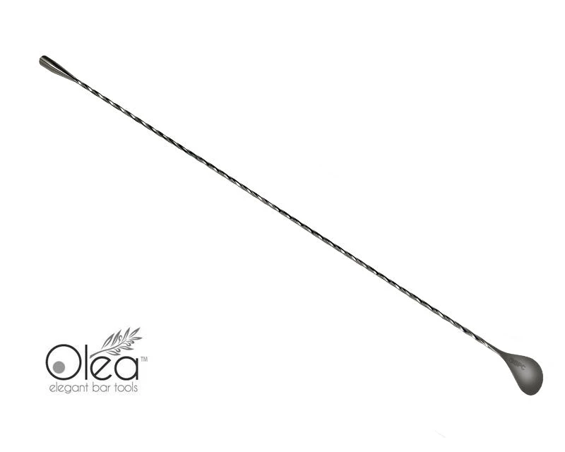 olea-gunmetal-bar-spoon-weighted-tip-7.jpg BarProducts.com Master Mixology Olea™ Gunmetal Plated Bar Spoon - Weighted Tip - 50cm Length