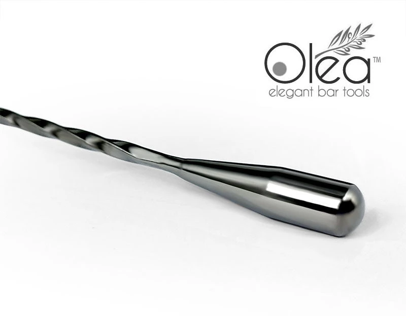 olea-gunmetal-bar-spoon-weighted-tip_1.jpg BarProducts.com Master Mixology Olea™ Gunmetal Plated Bar Spoon - Weighted Tip - 50cm Length