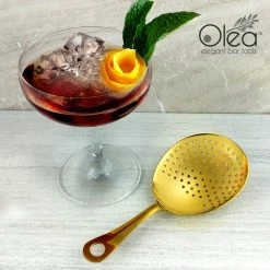 BarProducts.com Olea™ Julep Cocktail Strainer - Gold Plated