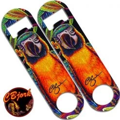 BarProducts.com Featured Artists Skinny Mini Bottle Opener - Tiki Parrot