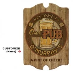 BarProducts.com BAR DECOR Custom Tavern Shaped Wood Bar Sign - Our Pub
