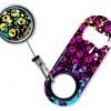 BarProducts.com Bartending Bottle Openers Kolorcoat™ Mini Opener With Retractable Reel - Splattered Skulls