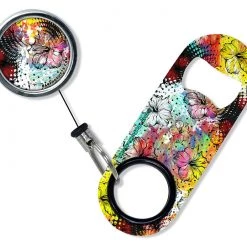 BarProducts.com Kolorcoat™ Mini Opener With Retractable Reel - Painted Floral