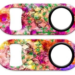 BarProducts.com Kolorcoat™ Mini Opener With Retractable Reel - Painted Leaves