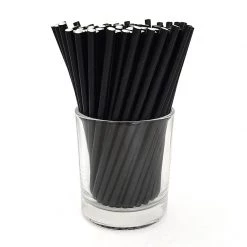 BarProducts.com BarConic® Paper Straws - Eco Friendly - 5 3/4" Solid Black - 100 Pack