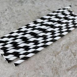 BarProducts.com BarConic® "Eco-Friendly" Paper Straws - 7 3/4" Black & White Stripe - Packs Of 100 BAR SUPPLIES 6 BarProducts.com BarConic®