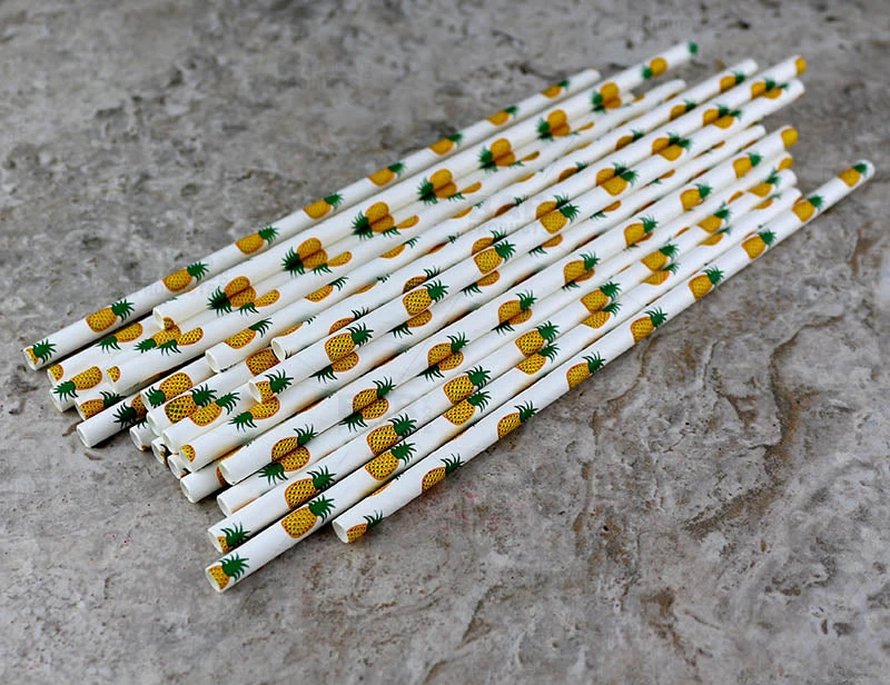 paper-straws-pineapple-bpc-4.jpg BarProducts.com BarConic® "Eco-Friendly" Paper Straws - 7 3/4" Pineapple Design - Packs Of 100 BAR SUPPLIES