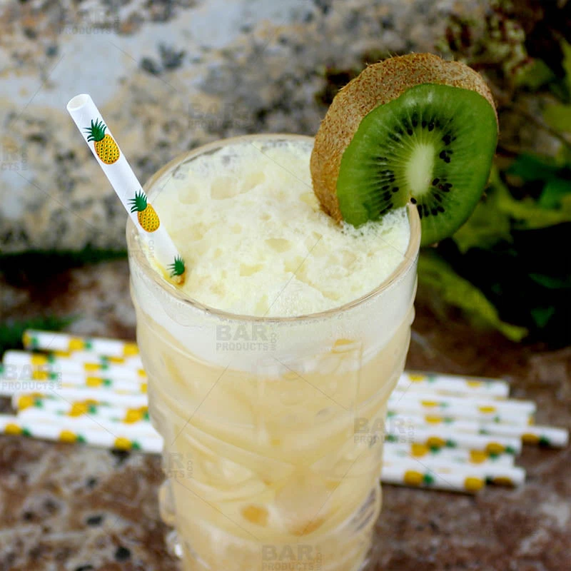 paper-straws-pineapple-bpc-5.jpg BarProducts.com BarConic® "Eco-Friendly" Paper Straws - 7 3/4" Pineapple Design - Packs Of 100 BAR SUPPLIES