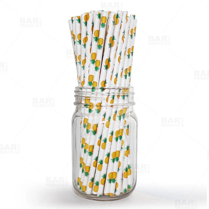 paper-straws-pineapple-bpc-800.jpg BarProducts.com BarConic® "Eco-Friendly" Paper Straws - 7 3/4" Pineapple Design - Packs Of 100 BAR SUPPLIES