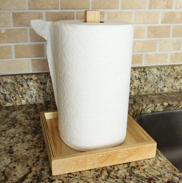 paper-towel-holder-natural-main.jpg BarProducts Handcrafted Woodshop Made In The USA Wooden Paper Towel Holder