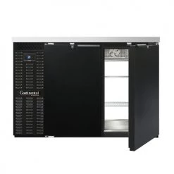Continental Refrigerator BB50SNPT 50" Black Shallow Depth Pass-Through Back Bar Refrigerator Coolers And Refrigeration