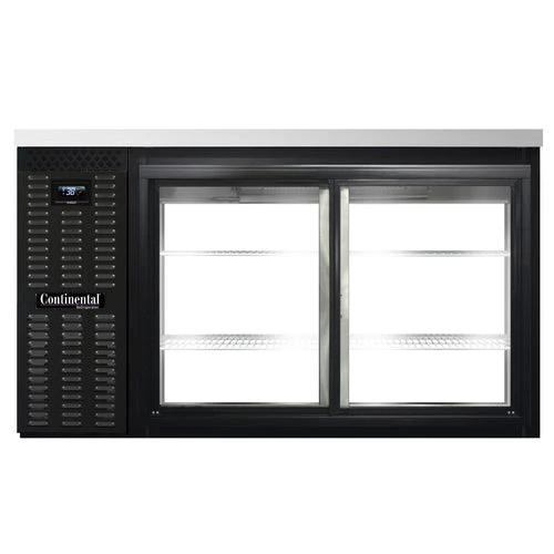 picture_5650f04d-15e9-4e5c-bddb-6df340f86ca9.jpg Continental Refrigerator BB59NSGDPT 59" Black Pass-Through Sliding Glass Door Back Bar Refrigerator