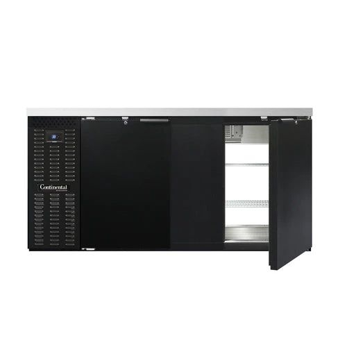 picture_63f860ca-fa22-4ae5-b70f-234c1804d55f.jpg Coolers And Refrigeration Continental Refrigerator BB69SNPT 69" Black Shallow Depth Pass-Through Solid Door Back Bar Refrigerator