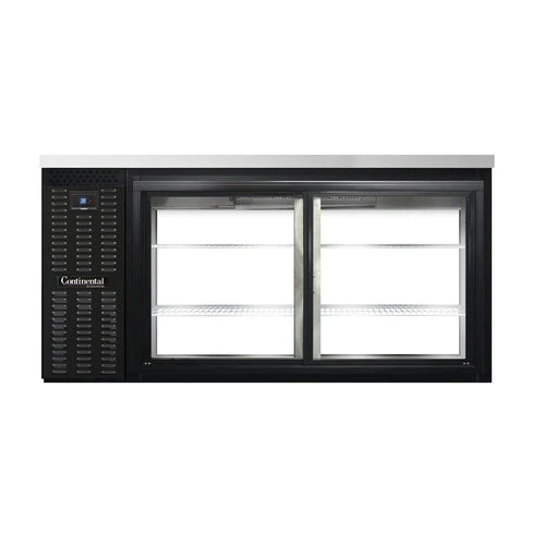 picture_65a53d31-140e-4f91-ac11-9c339ef28045.jpg Coolers And Refrigeration Continental Refrigerator BB69SNSGDPT 69" Black Shallow Depth Pass-Through Sliding Glass Door Back Bar Refrigerator