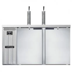 BAR EQUIPMENT Continental Refrigerator KC59-N-SS Double Tap Kegerator Beer Dispenser - Stainless Steel, (3) 1/2 Keg Capacity