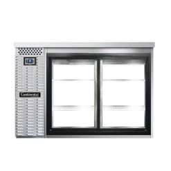 Continental Refrigerator BB50SNSSSGDPT 50" Stainless Steel Shallow Depth Pass-Through Sliding Glass Door Back Bar Refrigerator Coolers And Refrigeration