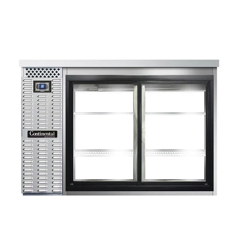 picture_8b0237e0-fae2-4be1-97b0-3eb2242d46ab.jpg Continental Refrigerator BB50SNSSSGDPT 50" Stainless Steel Shallow Depth Pass-Through Sliding Glass Door Back Bar Refrigerator Coolers And Refrigeration