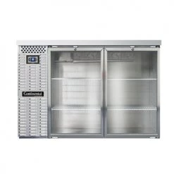 Continental Refrigerator BB50SNSSGD 50" Stainless Steel Shallow Depth Glass Door Back Bar Refrigerator Coolers And Refrigeration