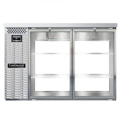 Continental Refrigerator BB50NSSGDPT 50" Stainless Steel Pass-Through Glass Door Back Bar Refrigerator