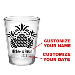 BarProducts.com BAR SUPPLIES CUSTOMIZABLE - 1.75oz Clear Wedding Shot Glass - Pineapples