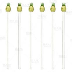 BarProducts.com Pineapple Glass Drink Stirrers - Set Of 6