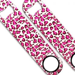 BarProducts.com Pink Leopard Print Glitter Speed Opener Bartending Bottle Openers