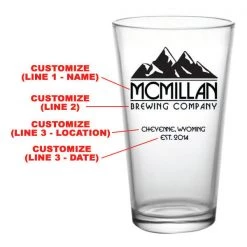 BarProducts.com CUSTOMIZABLE - 16oz Pint / Mixing Glass - Mountain