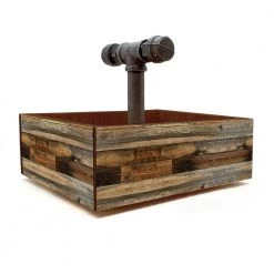 BarProducts Handcrafted SPECIAL COLLECTIONS Box Caddy With Industrial Pipe Handle - Wood Plank Design