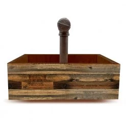 BarProducts Handcrafted SPECIAL COLLECTIONS Box Caddy With Industrial Pipe Handle - Wood Plank Design