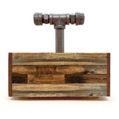 BarProducts Handcrafted SPECIAL COLLECTIONS Box Caddy With Industrial Pipe Handle - Wood Plank Design