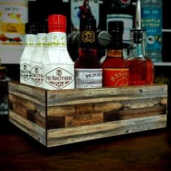 BarProducts Handcrafted SPECIAL COLLECTIONS Box Caddy With Industrial Pipe Handle - Wood Plank Design