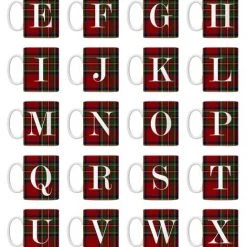 BarProducts.com Barista Supplies CUSTOMIZABLE 15 Ounce Coffee Mug - MONOGRAM - Plaid Design