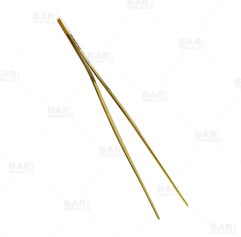 plating-tongs-gold-bpc-1.jpg BarProducts.com Olea™ Gold Plated Long Garnish Tongs