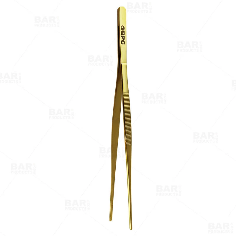 plating-tongs-gold-bpc-800.jpg BarProducts.com Olea™ Gold Plated Long Garnish Tongs