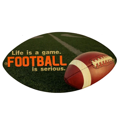 plq-fb-serious.jpg BarProducts Handcrafted Woodshop Made In The USA Football Is SERIOUS - Football Shaped Wall Plaque