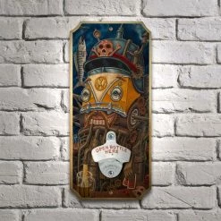 BarProducts.com Brewbot - Wood Plaque Wall Mounted Bottle Opener