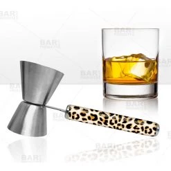 BarProducts.com Jiggers And Inventory Control Jigger With Printed Handle Design - Cheetah - .75oz X 1.25oz